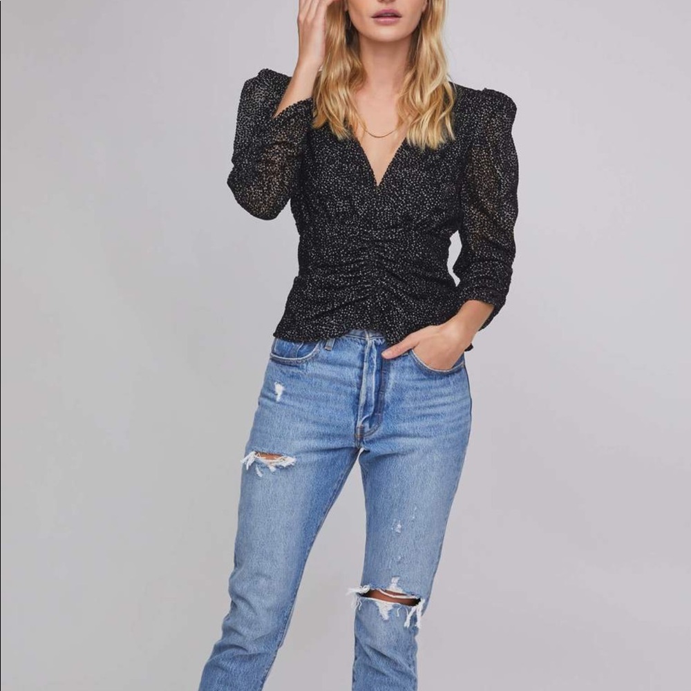 ASTR Florence Velvet Puff Sleeve Top